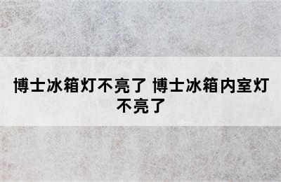 博士冰箱灯不亮了 博士冰箱内室灯不亮了